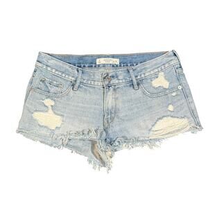 Abercrombie & Fitch Denim Shorts Women Size 6 W28 Low Rise Cutoff Light Wash